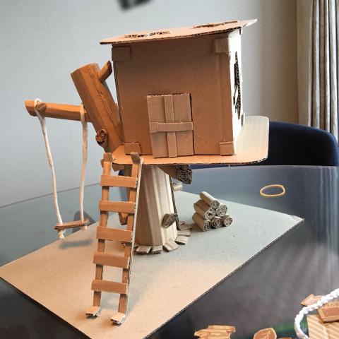 Cardboard treehouse photo