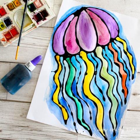 glue jellyfish photo via Arty Crafty Kids