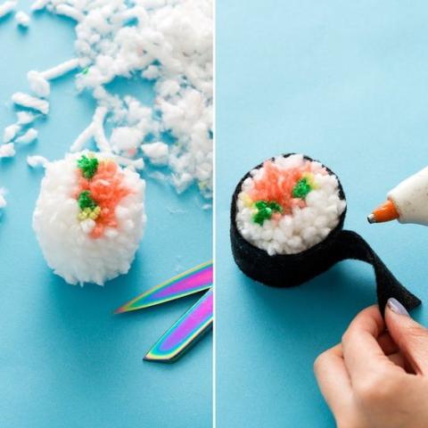 Pom pom sushi craft photo