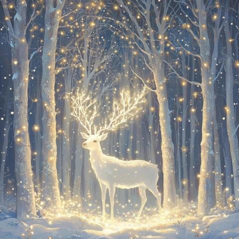 Deer in winter forest 