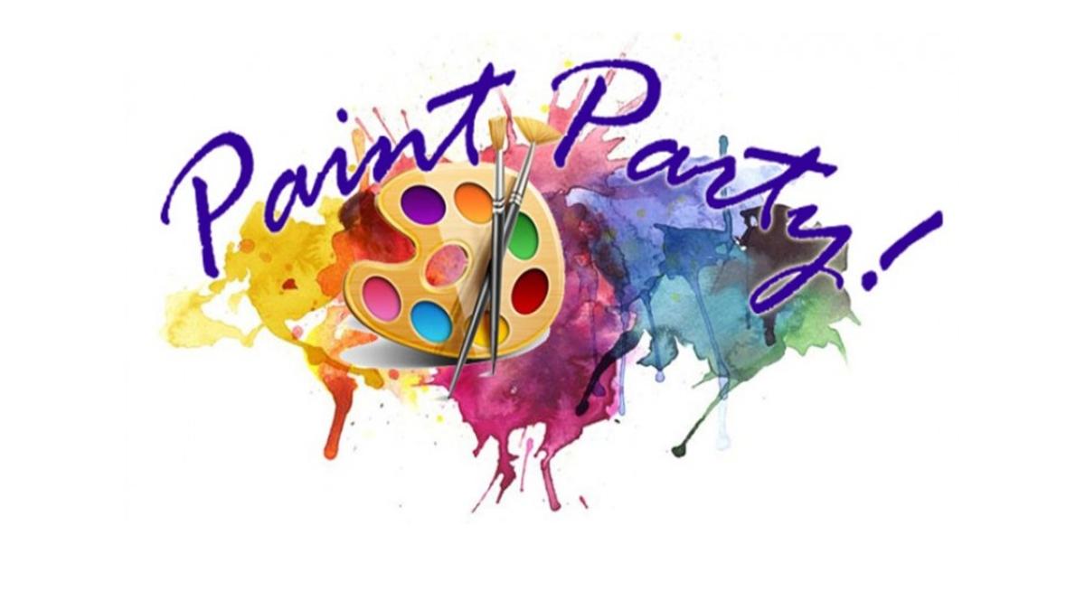 Paint splotches with the words "Paint Party"